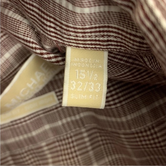 Michael Kors Mens Slim Fit Non Iron Button Up Long Sleeves Plaid Shirt Size 15.5 - Picture 8 of 9
